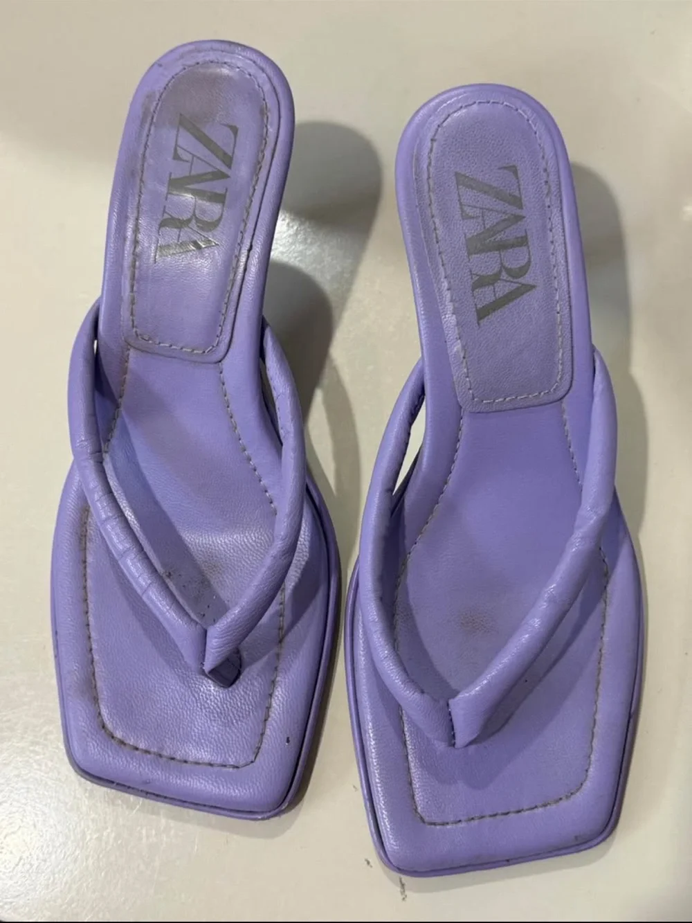 Zara Lilac Square-Toe Thong Sandals - Women - Picture 3 of 3